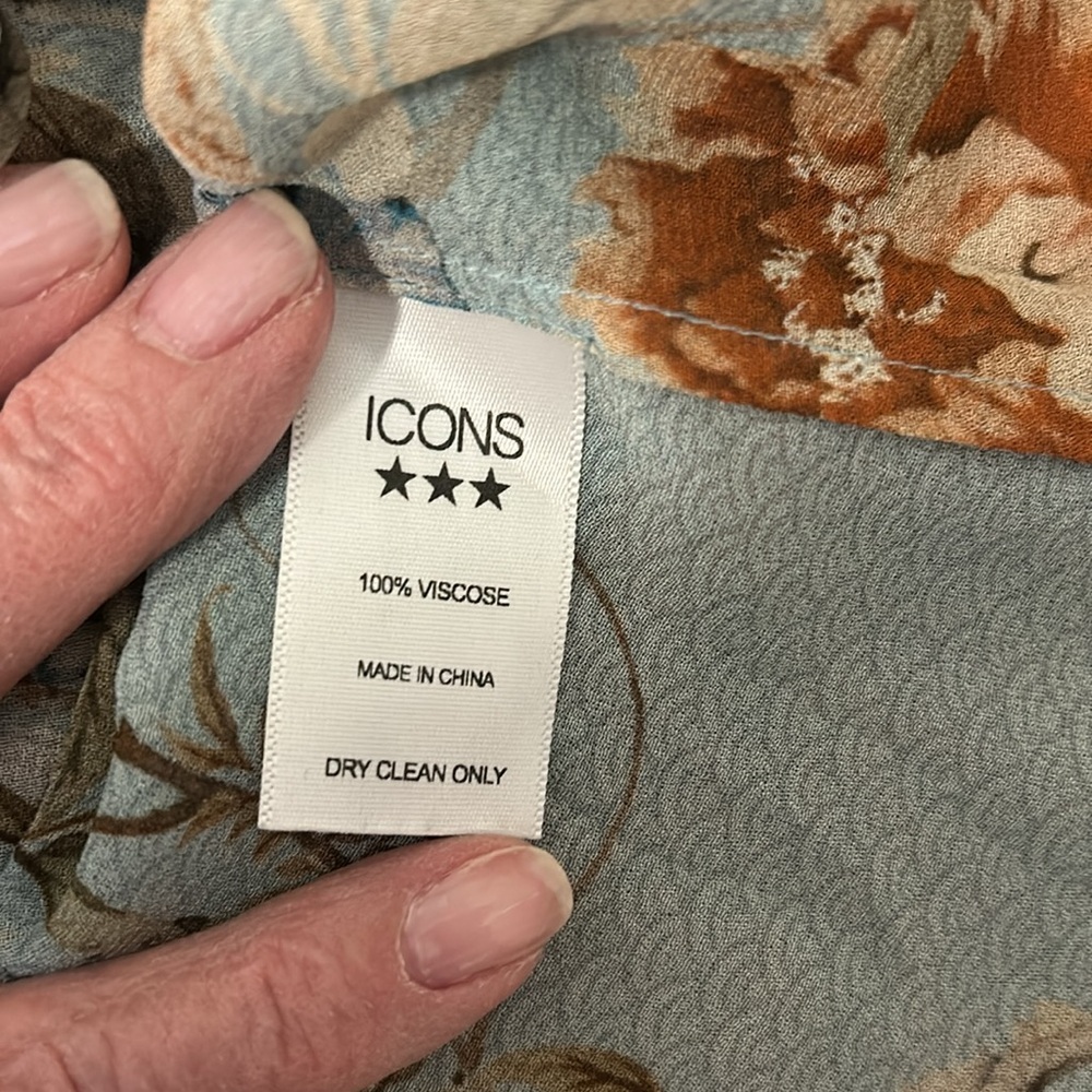 ICONS  Aqua Floral Print Top. Small - Picture 7 of 8